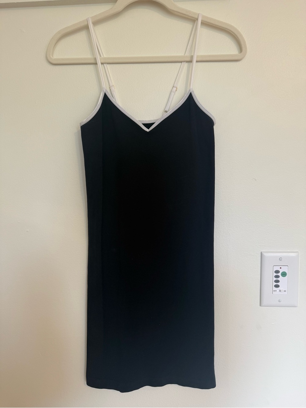 By Anthropologie Lightweight Form Fitting Black Dress with White Trim